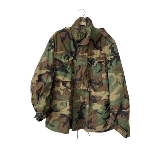 US Army Cold Weather Field Coat Size Large Camo Green Brown Outerwear Military - Picture 1 of 5